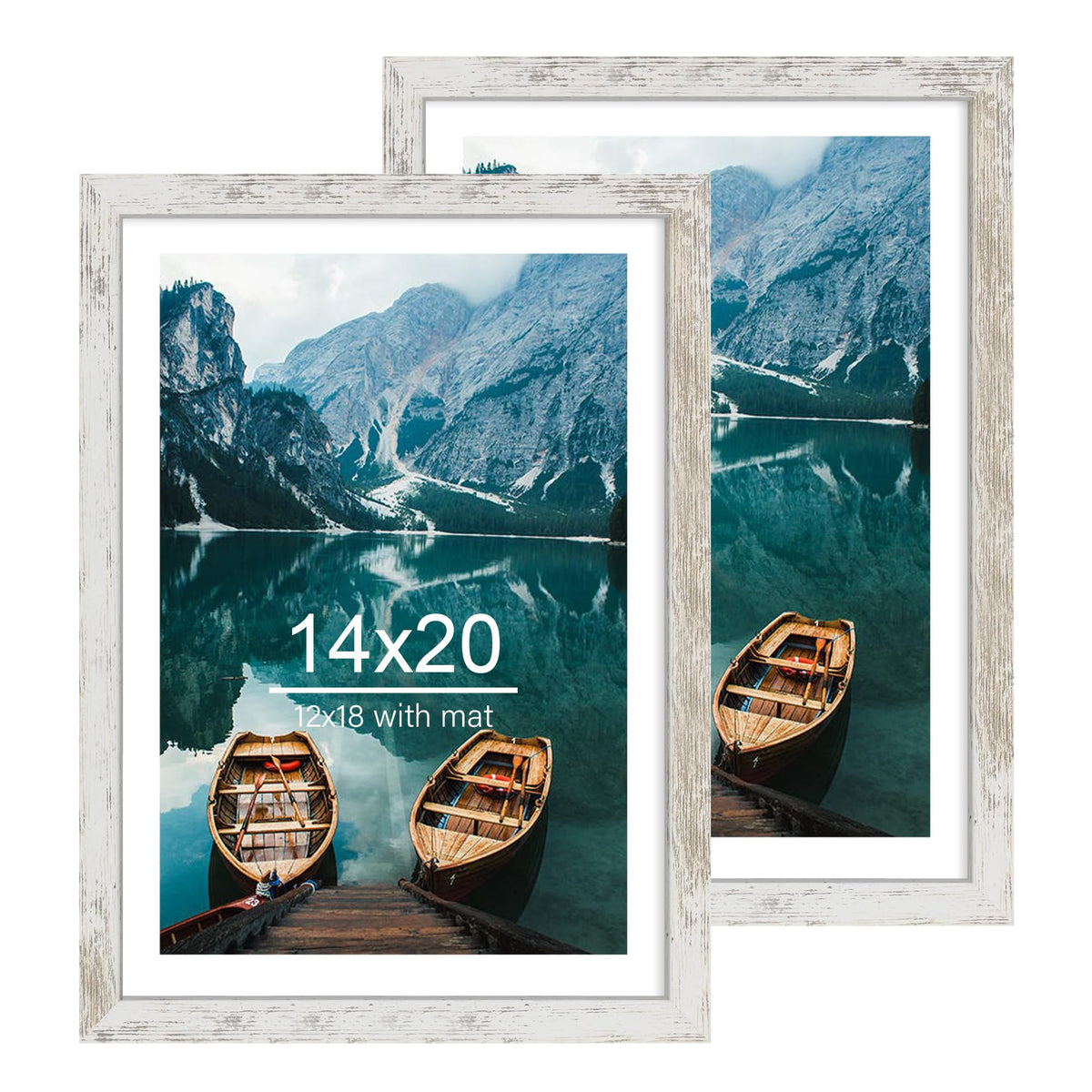 Hongkee 5x7 Picture Frame Set of 2, Real Glass and Wood Frame for Mat 4x6
