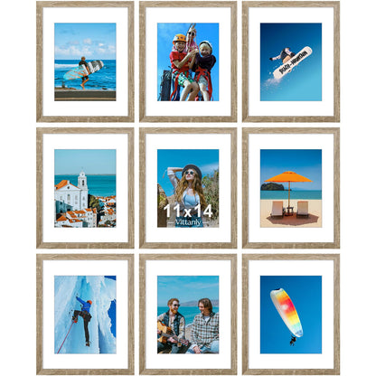 Vittanly 8x10 Picture Frames Set of 9 for Wall or Tabletop Display, Gold