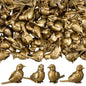 Weysat 50 Pcs Mini Bronze Bird Statue, Falls Bird Figurine Decor