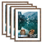 Hongkee 8x10 Picture Frame Set of 4, Real Glass and Wood Frame, 5x7 Mat