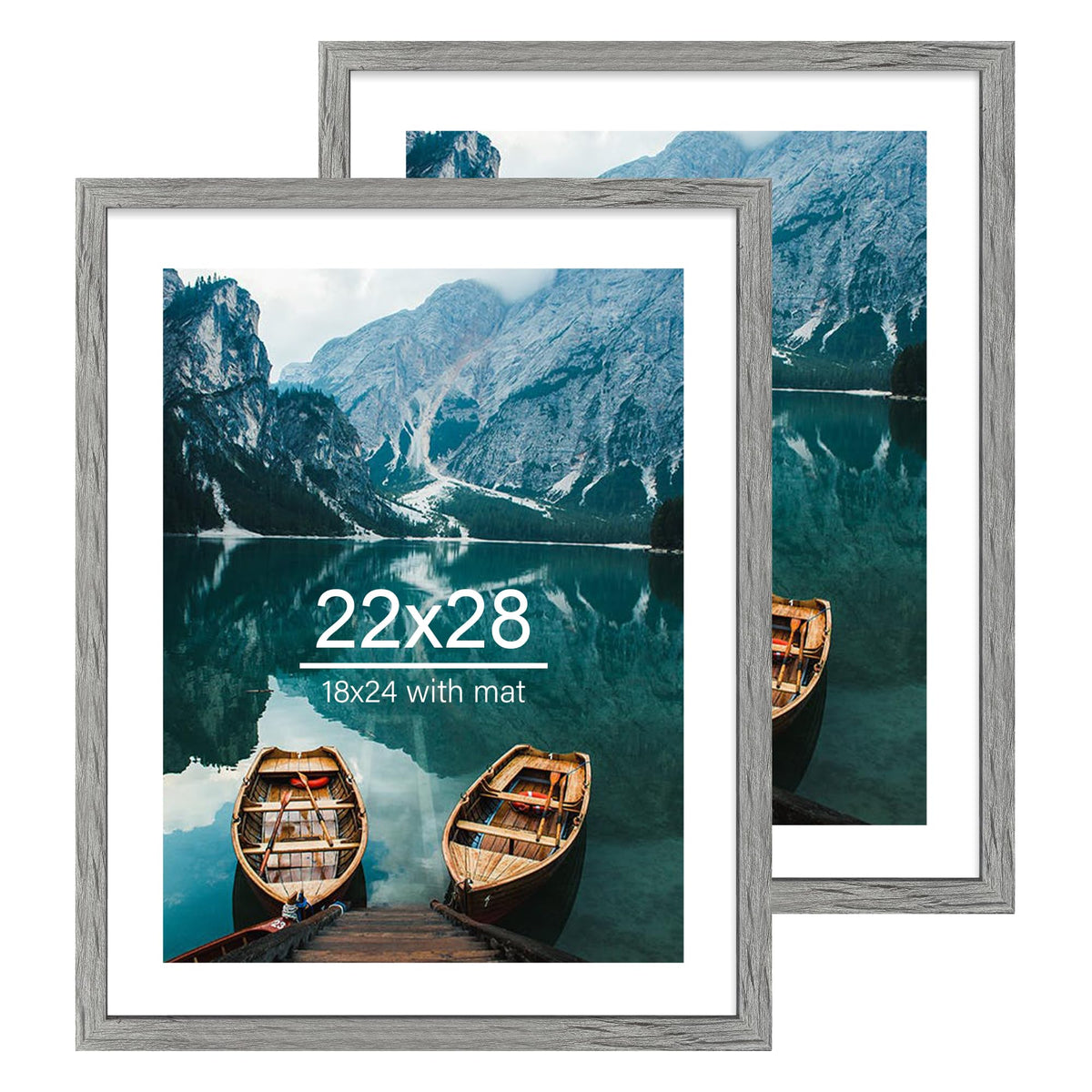 Hongkee 5x7 Picture Frame Set of 2, Real Glass and Wood Frame for Mat 4x6
