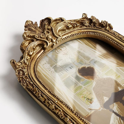 Cuspin 4x6 Vintage Picture Frame Gold Ornate Resin Arched Photo Frame