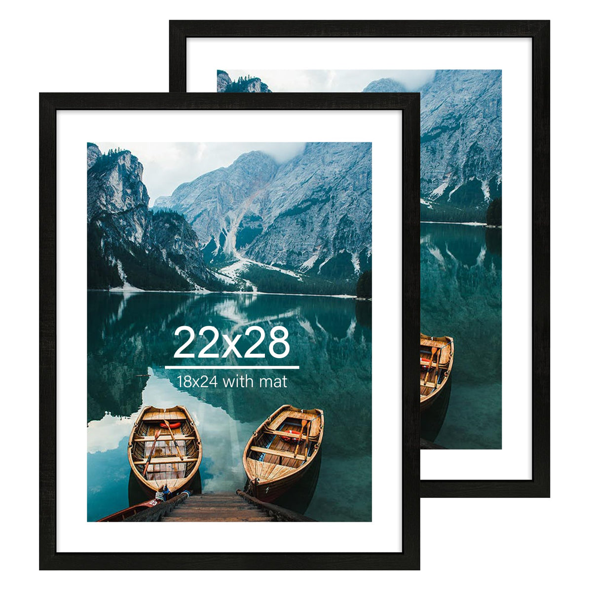 Hongkee 5x7 Picture Frame Set of 2, Real Glass and Wood Frame for Mat 4x6
