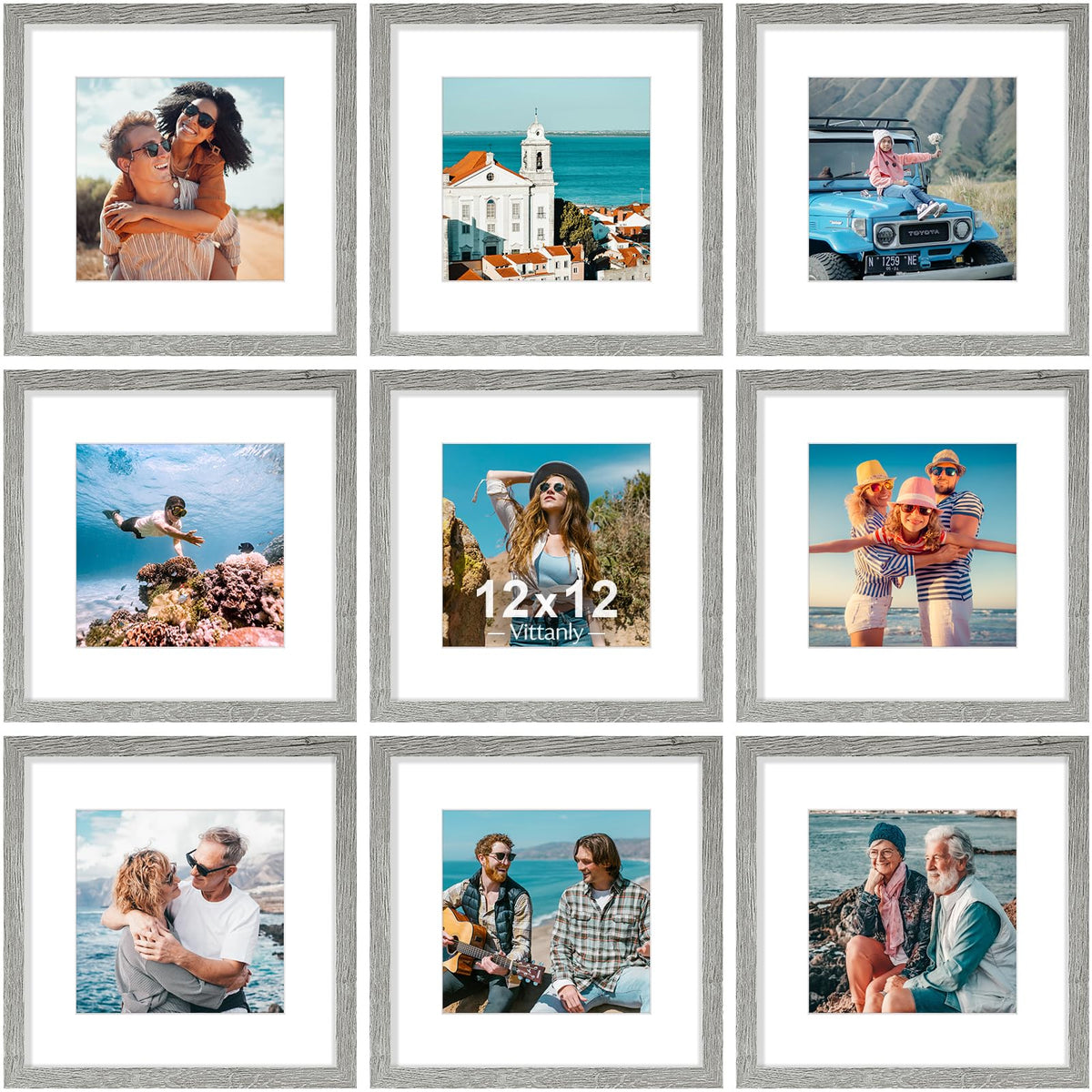 Vittanly 8x10 Picture Frames Set of 9 for Wall or Tabletop Display, Gold