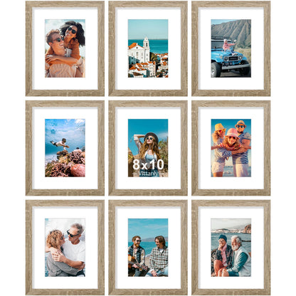 Vittanly 8x10 Picture Frames Set of 9 for Wall or Tabletop Display, Gold