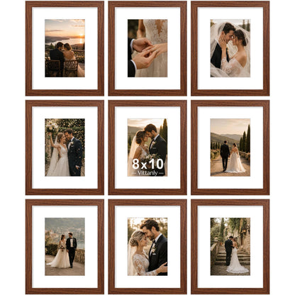 Vittanly 8x10 Picture Frames Set of 9 for Wall or Tabletop Display, Gold