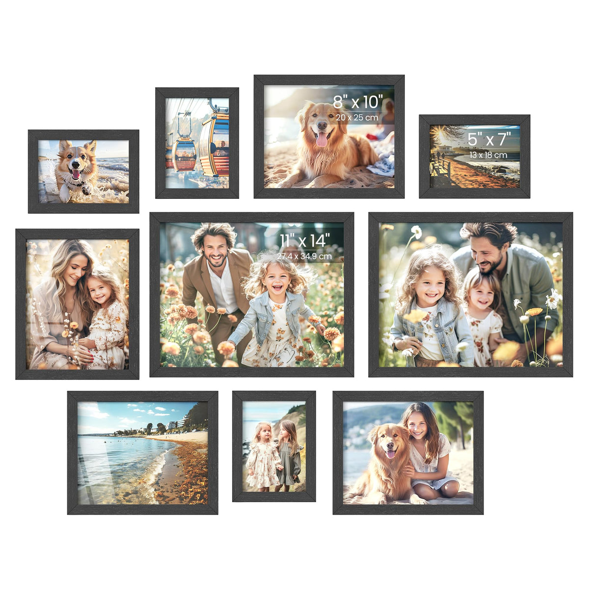 SONGMICS Collage Picture Frames, Set of 10, Glass