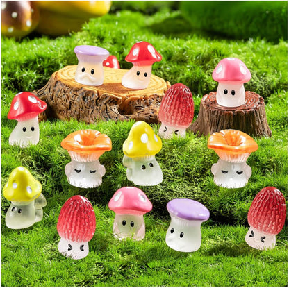 24pcs Mini Mushrooms Cute Resin Tiny Mushroom Figurines