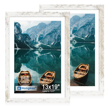 Hongkee 5x7 Picture Frame Set of 2, Real Glass and Wood Frame for Mat 4x6