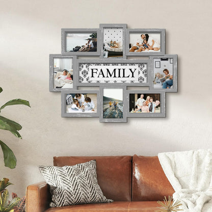 Jerry & Maggie Family Photo Frame 22x17, PVC Picture Frames Collage Wall Decor 9 Opening Wall Hanging For 6x4 Photos 8 Pack, No-Assembly 3D Design Waterproof Memorial Keepsake, Ashes