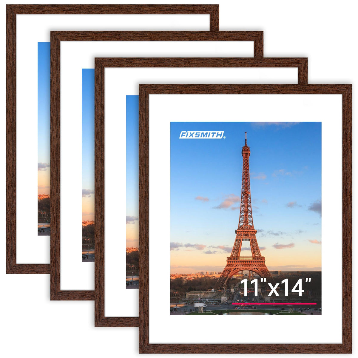 FIXSMITH 5x7 Picture Frame Bulk-4 Pack, Gold Picture Frames Collage Wall Decor, Wall & Tabletop Picture Frames, Photo Frame with HD Plexiglass, Display Pictures 4x6 with Mat or 5x7 Without Mat