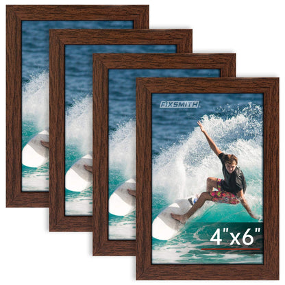 FIXSMITH 5x7 Picture Frame Bulk-4 Pack, Gold Picture Frames Collage Wall Decor, Wall & Tabletop Picture Frames, Photo Frame with HD Plexiglass, Display Pictures 4x6 with Mat or 5x7 Without Mat