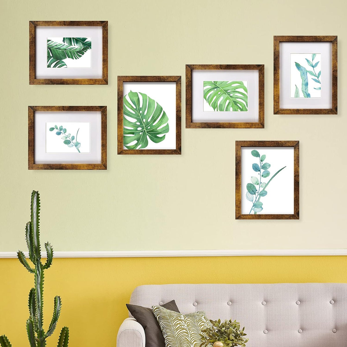 SESEAT 8x10 Picture Frame Brown Set of 6, Display Pictures 5x7 With mat or 8x10 Without Mat