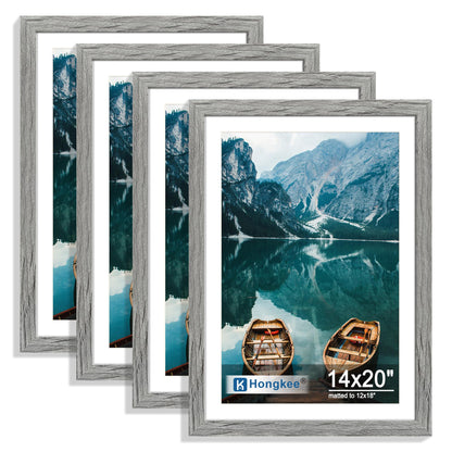 Hongkee 8x10 Picture Frame Set of 4, Real Glass and Wood Frame, 5x7 Mat