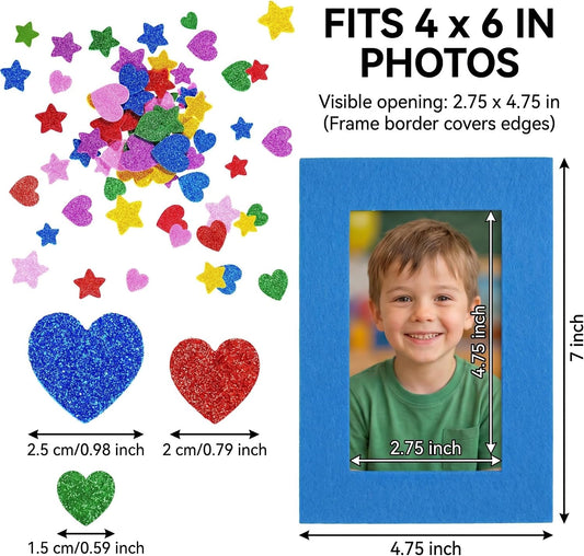 Jetec 24 Pieces Felt Craft Picture Frames with Stickers 4x6 in 12 Colors