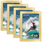 FIXSMITH 5x7 Picture Frame Bulk-4 Pack, Gold Picture Frames Collage Wall Decor, Wall & Tabletop Picture Frames, Photo Frame with HD Plexiglass, Display Pictures 4x6 with Mat or 5x7 Without Mat