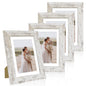 Hongkee 8x10 Picture Frame Set of 4, Real Glass and Wood Frame, 5x7 Mat