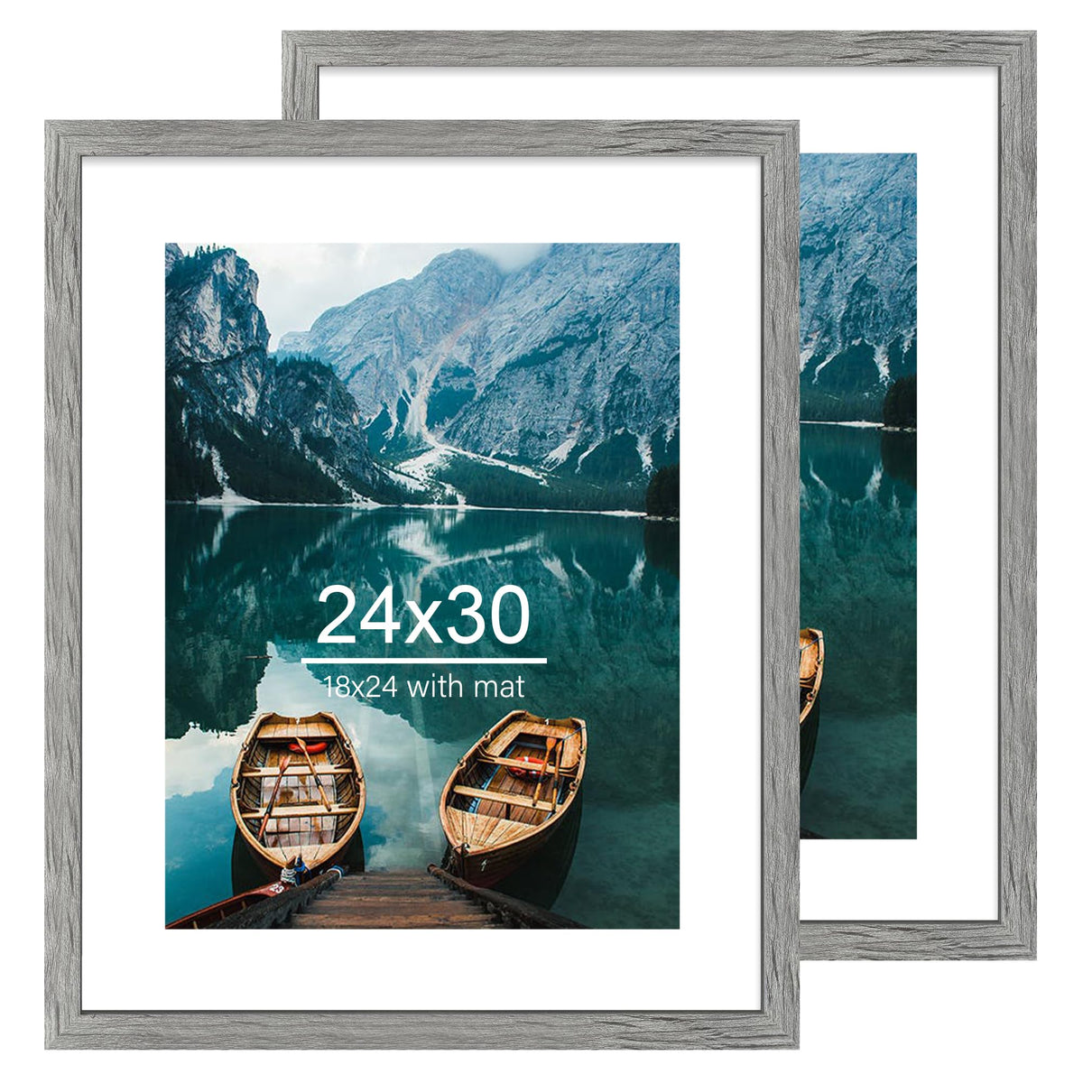 Hongkee 5x7 Picture Frame Set of 2, Real Glass and Wood Frame for Mat 4x6