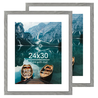 Hongkee 5x7 Picture Frame Set of 2, Real Glass and Wood Frame for Mat 4x6