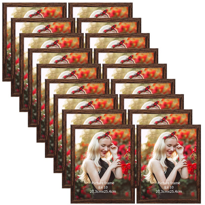 PETAFLOP Wooden Bulk 4x6 Picture Frame Set of 18, Rustic Brown Photo Frames Fits 4 by 6 for Wall or Tabletop Display
