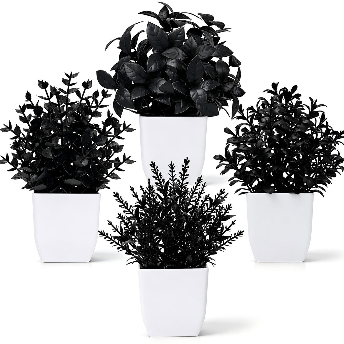 Der Rose 4 Pack 7" Mini Fake Plants, Artificial Plants for Bathroom Decor