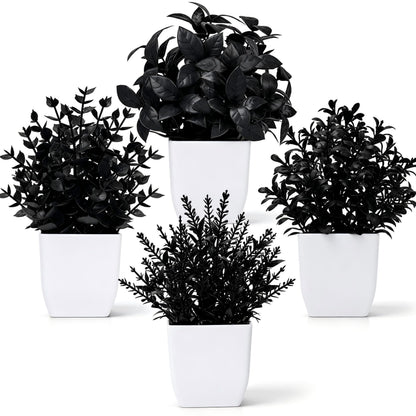 Der Rose 4 Pack 7" Mini Fake Plants, Artificial Plants for Bathroom Decor