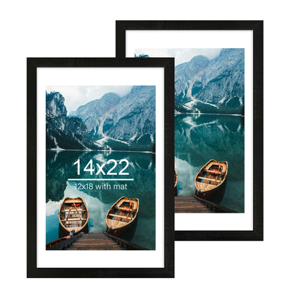 Hongkee 5x7 Picture Frame Set of 2, Real Glass and Wood Frame for Mat 4x6