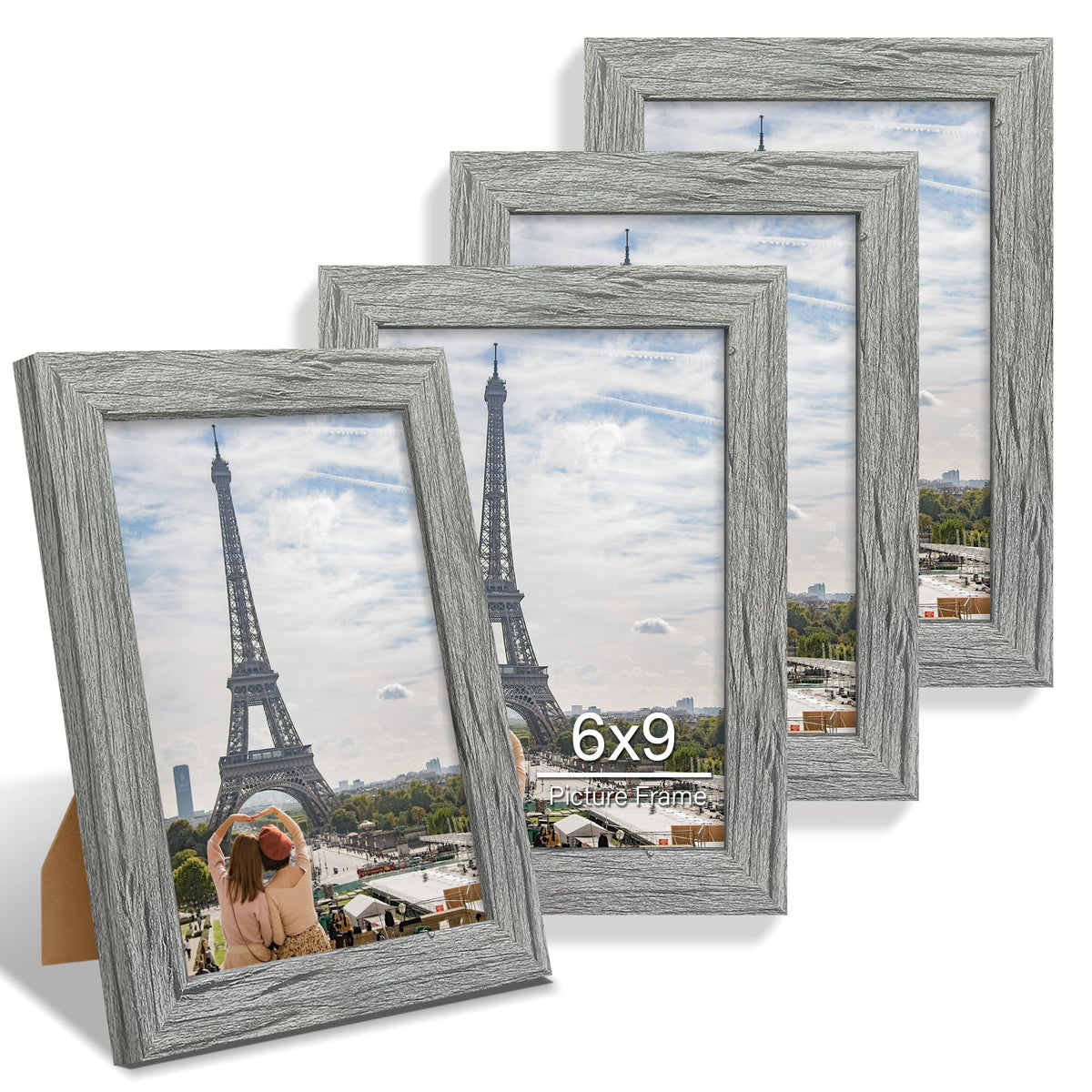 Hongkee 8x10 Picture Frame Set of 4, Real Glass and Wood Frame, 5x7 Mat