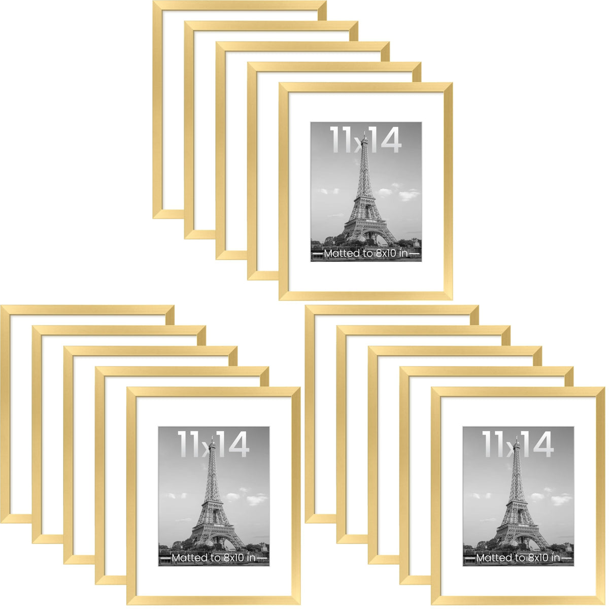 upsimples 11x14 Picture Frame, Gallery Wall Frames Set of 5, Gold