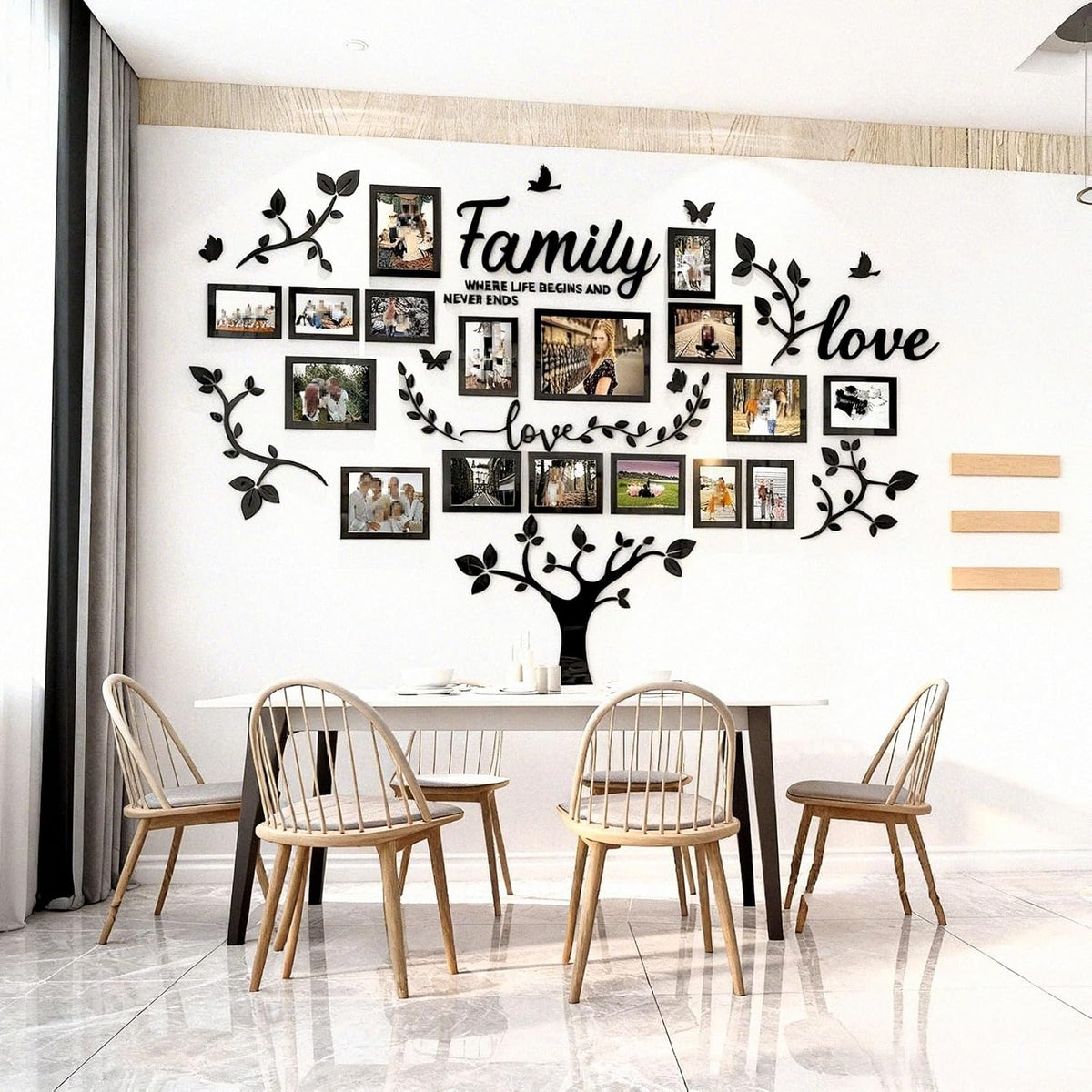 Picture Frames Collage Wall Decor - Family Tree Wall Decor for Living Room 4x6 5x7 8x10 11x14 3D DIY-Acrylic Family Wall Decor Photo Collage Frame for Wall