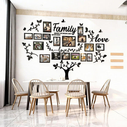 Picture Frames Collage Wall Decor - Family Tree Wall Decor for Living Room 4x6 5x7 8x10 11x14 3D DIY-Acrylic Family Wall Decor Photo Collage Frame for Wall
