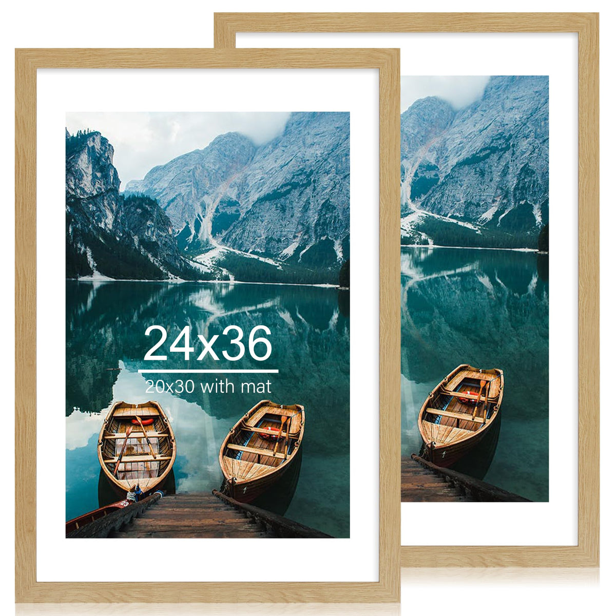 Hongkee 5x7 Picture Frame Set of 2, Real Glass and Wood Frame for Mat 4x6