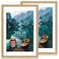 Hongkee 5x7 Picture Frame Set of 2, Real Glass and Wood Frame for Mat 4x6