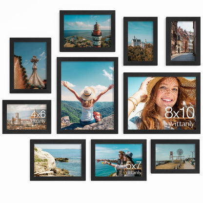 Vittanly 10 Pack Picture Frames Collage Wall Decor, Black