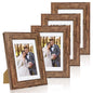 Hongkee 8x10 Picture Frame Set of 4, Real Glass and Wood Frame, 5x7 Mat