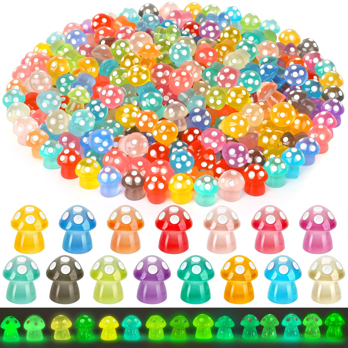 100pcs Mini Mushrooms Tiny Resin Mushrooms Miniature Little Small Mushroom Figures Bulk for for Micro Fairy Garden Landscape Aquarium Accessories Dollhouse Hide Crafts Decor