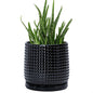 D'vine Dev Beaded Ceramic Pot with Saucer, 4 in, Midnight Blue, 27-C-Z-3