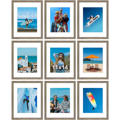 Vittanly 8x10 Picture Frames Set of 9 for Wall or Tabletop Display, Gold