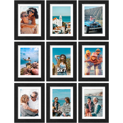 Vittanly 8x10 Picture Frames Set of 9 for Wall or Tabletop Display, Gold