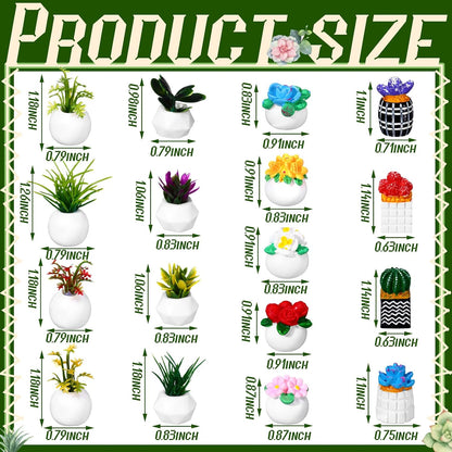 Threehoney 30 Pack Mini Potted Plants Miniature Resin Figurine, Plants