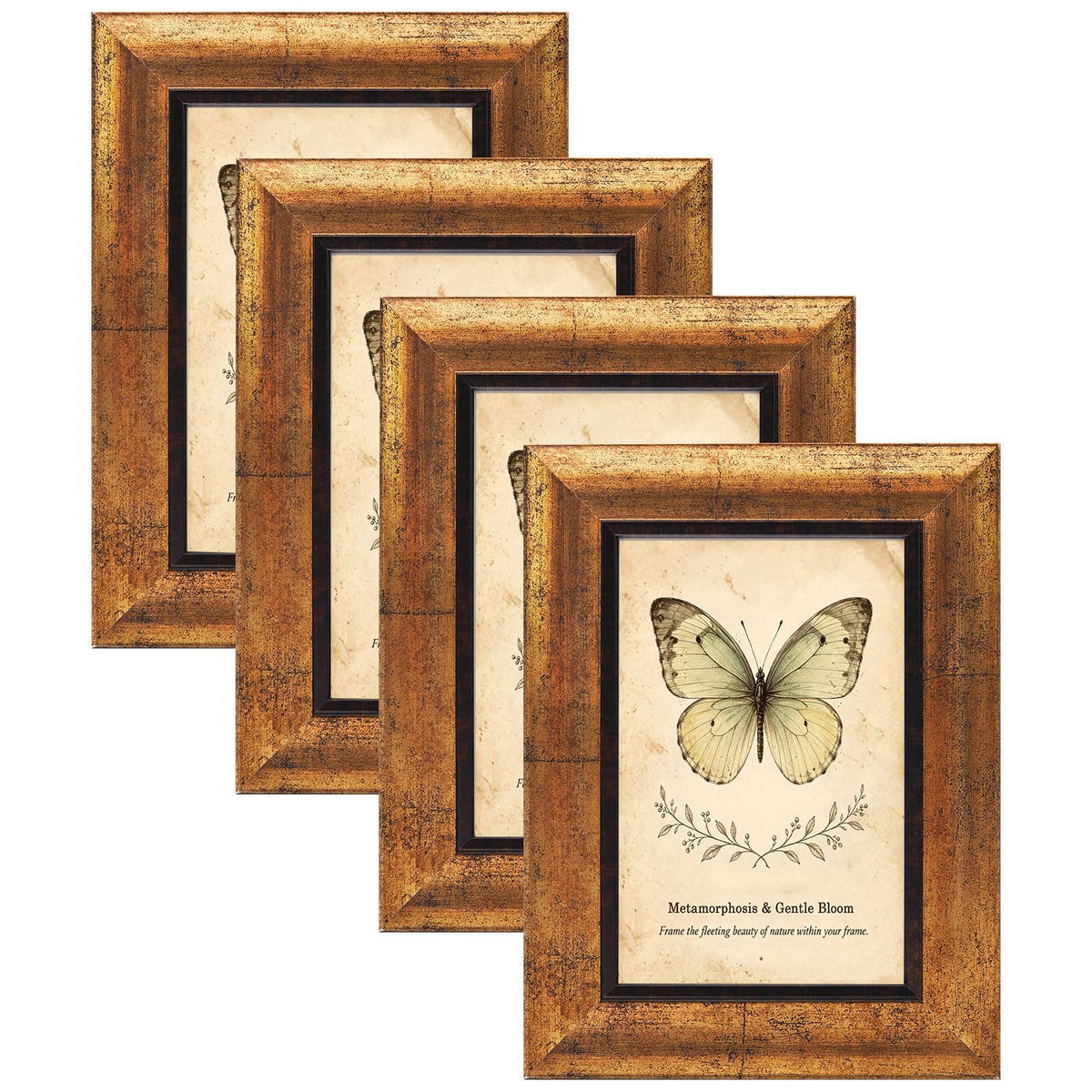 XUANLUO 5x7 Picture Frames Set of 4,Rustic Retro Photo Frame(Multicolor)