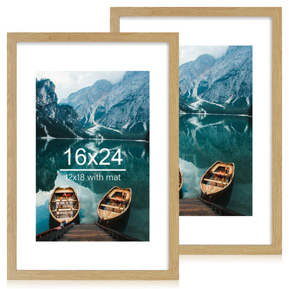 Hongkee 5x7 Picture Frame Set of 2, Real Glass and Wood Frame for Mat 4x6