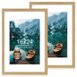 Hongkee 5x7 Picture Frame Set of 2, Real Glass and Wood Frame for Mat 4x6