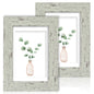 Hongkee 5x7 Picture Frame Set of 2, Real Glass and Wood Frame for Mat 4x6