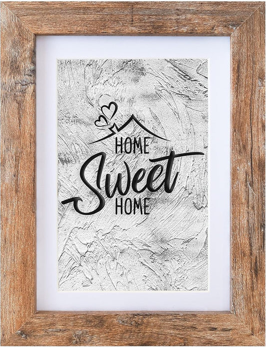 Califortree 5x7 Picture Frame - Can Display Photo 4x6 with Mat, Wood Frame with Shatterproof Plexiglass, Wall & Tabletop Display, Rustic Brown