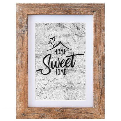 Califortree 5x7 Picture Frame - Can Display Photo 4x6 with Mat, Wood Frame with Shatterproof Plexiglass, Wall & Tabletop Display, Rustic Brown