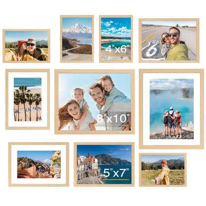 FIXSMITH 10 Pack Picture Frames Collage Wall Decor for Mounting or Tabletop Display, Gallery Wall Frame Set with Two 8x10 Black Frames, Four 5x7 Frames and Four 4x6 Frames, Multi-Pack Photo Frame Set