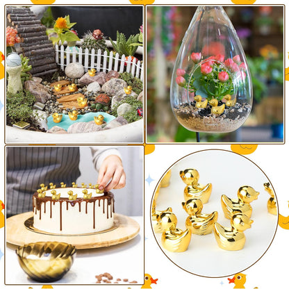 Yaocom 100 Pcs Mini Gold Duck Figurines Fall Thanksgiving Halloween Decor