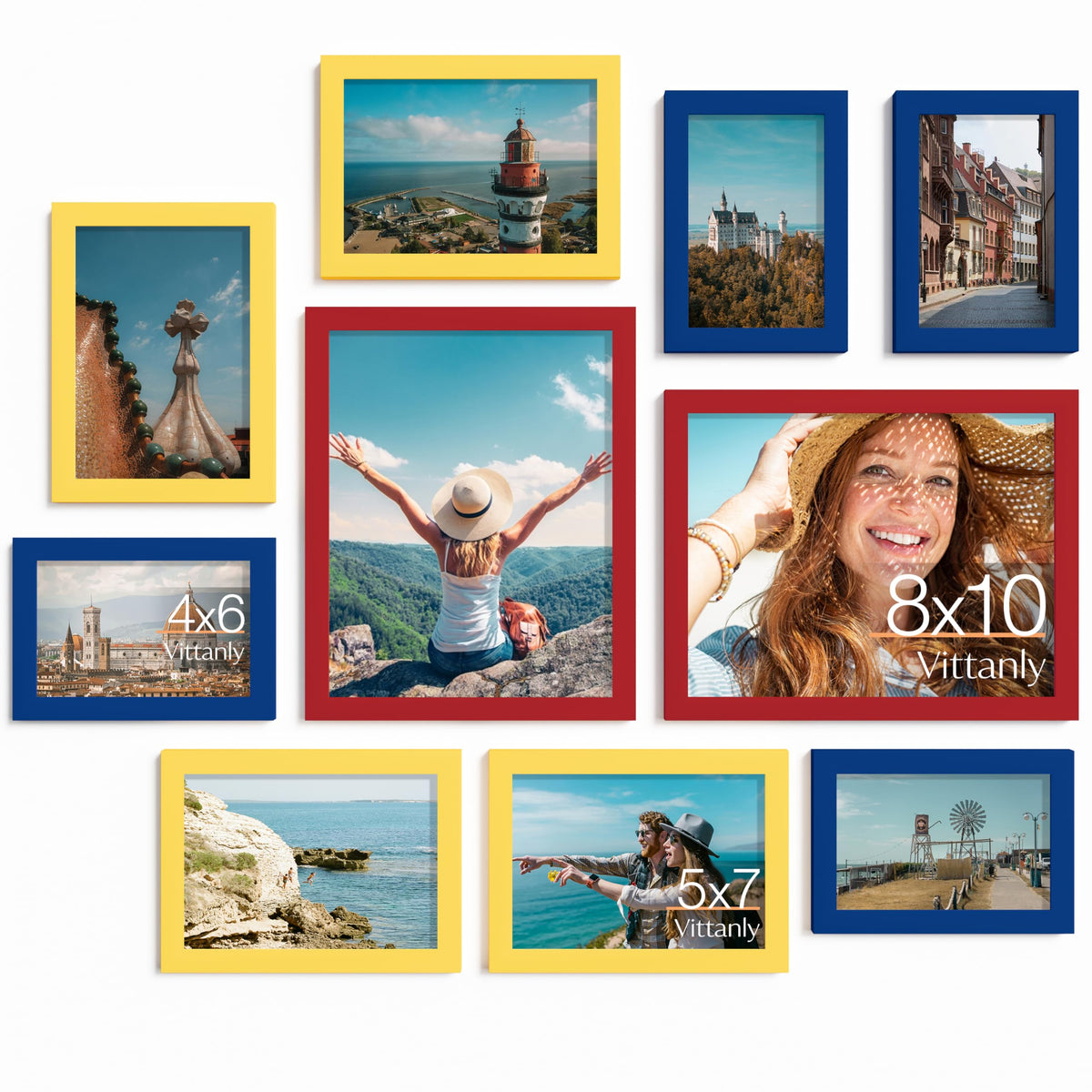Vittanly 10 Pack Picture Frames Collage Wall Decor, Black