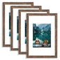 Hongkee 8x10 Picture Frame Set of 4, Real Glass and Wood Frame, 5x7 Mat